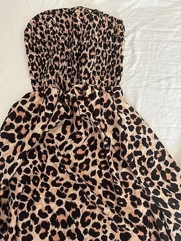 muska odela krusevac: Haljina bez bretela sa leopard printom - Model: duga, lepršava — 5