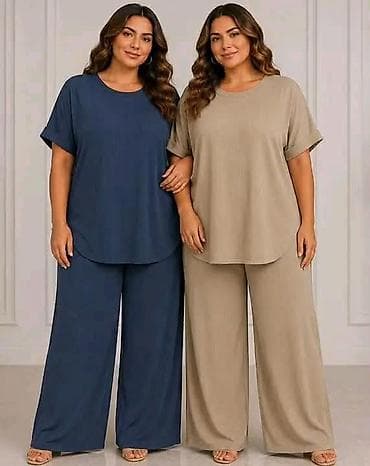 chicme plus size: Komplet manica kratak rukav i sirkke pantalone – plus size. - — 2