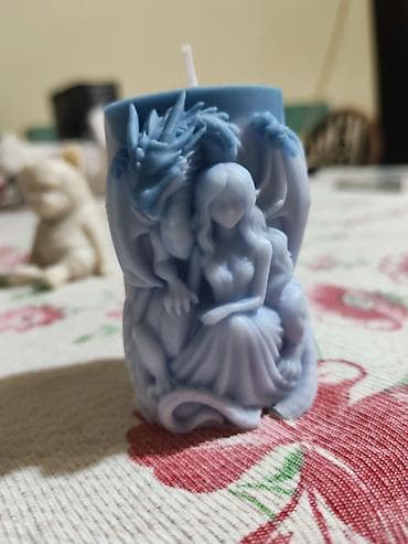 satovi 3d: Dekorativna sveća – zmaj i devojka - Ručno livena figurativna sveća u — 5