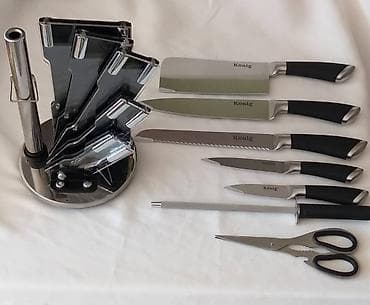 pasirka za voce: Set kuhinjskih noževa König sa rotirajućim stalkom - Komplet — 2