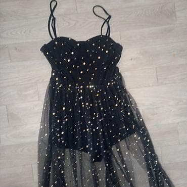 gabor sandale: Crna šifonska haljina sa šljokicama – glam boho stil - Boja: crna - — 3