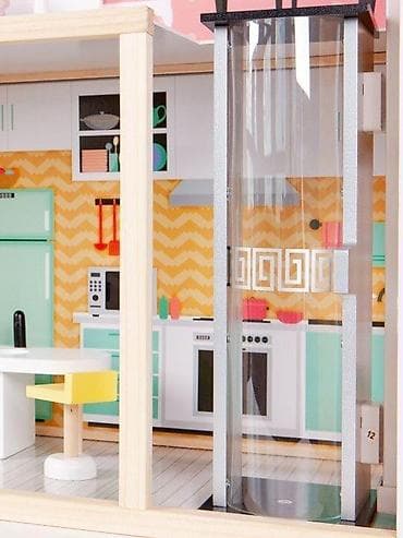 Kućice za lutke: Drvena kućica za lutke sa liftom – ECOTOYS Candy Residence Šifra — 4