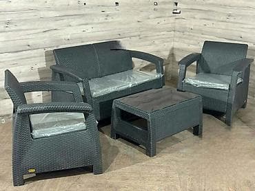 Baštenski set – sto + dvosed + 2 foteljice Opis: - Komplet za