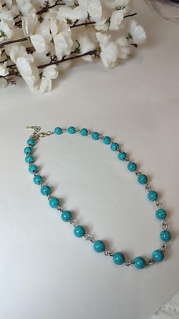 pepco kutije za nakit: Ogrlica sa tirkiznim perlama - Ručno nizana ogrlica od okruglih — 2