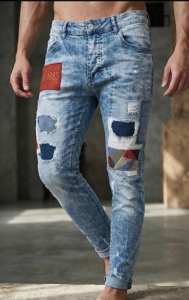 Muške skinny farmerke sa patchwork detaljima - Model: svetlo isprane na lalafo.rs Muške skinny farmerke sa patchwork detaljima - Model: svetlo isprane