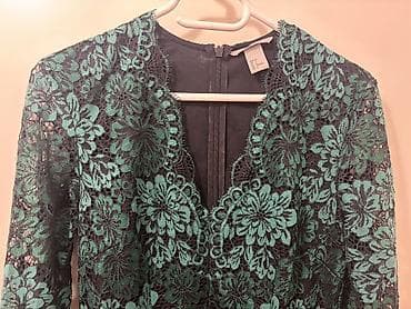 Skafanderi: Elegantna zelena čipkasta haljina iz H&M. Dugi rukavi bez postave — 2