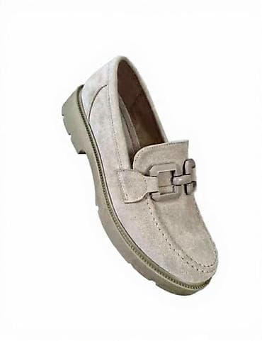Muške mokasine od antilopa, bež/svetlosiva nijansa. Klasičan penny/bit