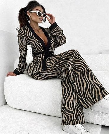 🔥Ženski set – elegantni kombinezon sa širokim nogavicama i pojasom — 1