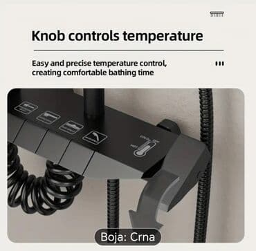 Kuhinjska oprema: Tuš sistem 4-u-1 – boja: crna - Gornja “kišna” tuš ruža 11" za širok — 10