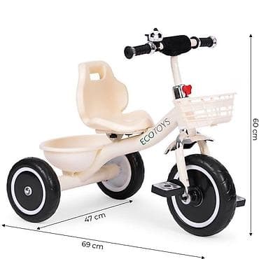 Dečiji bicikli: ECOTOYS tricikl sa korpama i zvoncem – Beige (SKU: WQL-1999 BEIGE-250) — 5