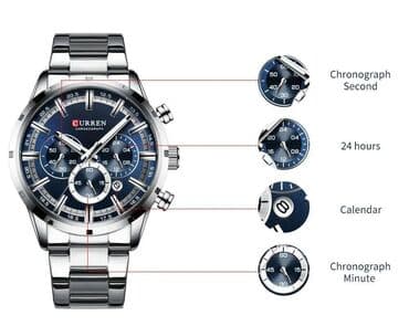 srebrna ogrlica sa krsticem: Classic watch, Curren, Male — 6