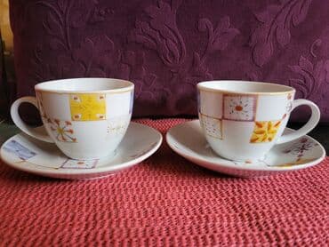 solja za trimer: Solje nove porcelanske za dvoje. Komada. 2. Tacne. 13,5cm. Solje — 5
