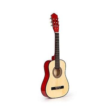 instrumenti od kartona: VELIKA DRVENA GITARA ZA DECU – crvena Šifra proizvoda — 3