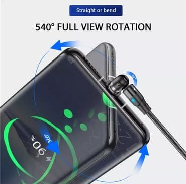tesla tv na 12v: USLION 540 stepeni rotirajući magnetni kabl Micro USB tip C — 2