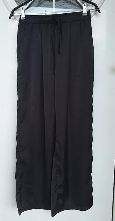 mantil s: Saten pantalone – veličina 38 - Boja: crna - Kroj: široke nogavice — 5
