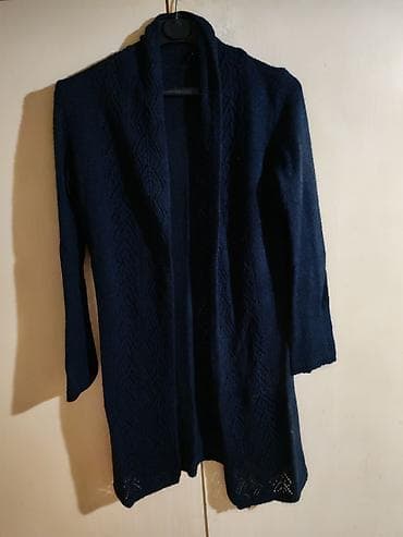 kosulja ispod haljine: Dugački ženski kardigan bez kopčanja, tamnoplave boje. - Pletena — 1