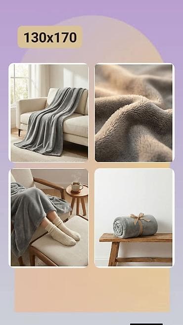 beko grejna tela: Mekano plisirano ćebe – sivo, dimenzije 130 x 170 cm. - Materijal — 1