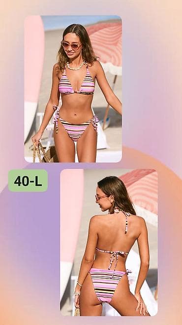 Ženski dvodelni bikini – pruge, model 40-L - Dizajn: trokutasti
