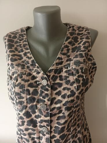 lee cooper majice: Ženska teksas haljina bez rukava sa leopard printom. - Brend: Nasty — 2