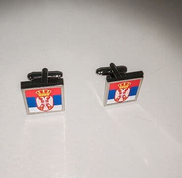 Lighters and accessories: Manžetne sa zastavom Srbije – NOVO - Elegantne kvadratne manžetne sa — 4