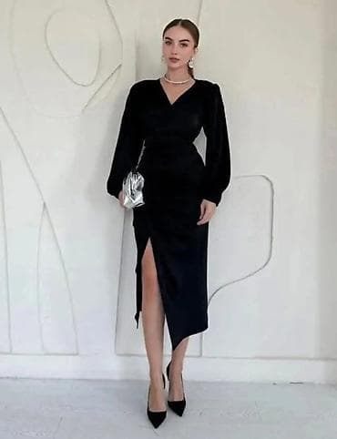 Wedding Clothes & Accessories: Elegantna midi haljina sa preklopom i drapiranjem - Kroj: struk — 1