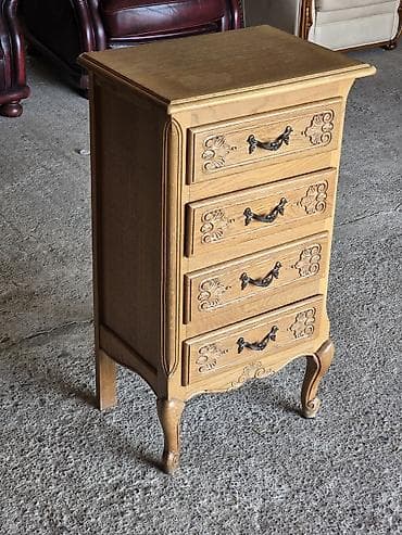 ratan bambus namestaj: Komoda sa 4 fioke – rustični/vintage stil - Materijal: masivno drvo — 5