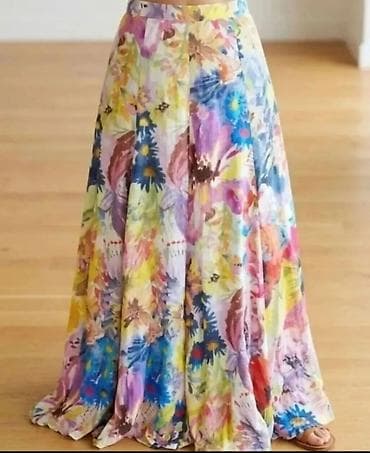 Skirts: Duga ženska suknja sa cvetnim akvarel printom - Kroj: široka — 1