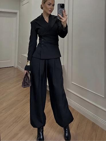 pantalone karirane: 🔥Ženski elegantni komplet – sako i široke pantalone
✅3700 din — 6