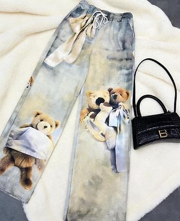 žute pantalone: ❤️Ženske široke pantalone sa printom medvedića
✅2400 din — 4