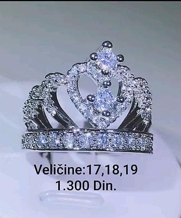 hiruski celik burme: Elegantni posrebreni prsten „kruna“ sa sjajnim cirkonima od hirurskog — 4