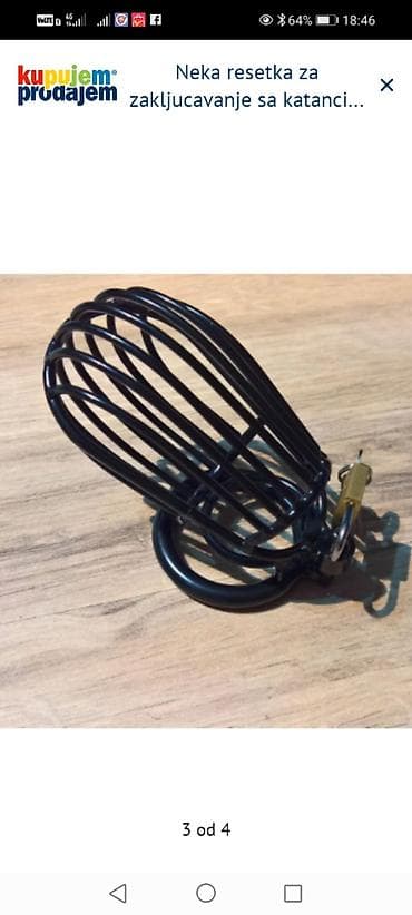 vreca za patike: Metalna zaštitna korpa sa katancem i dva ključa. - Materijal: čelična — 3