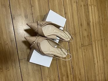 delovi za satove: Elegantne ženske slingback cipele sa špicastim vrhom u nežnoj bež/nude — 3