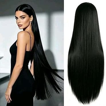 720 818 black: Duga, ravna crna perika – prirodnog izgleda 100cm 4000 NOVO. - Stil — 3