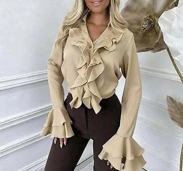 Men's Clothing: Ženska elegantna bluza sa volanima - Model: klasična košulja sa dugim — 1