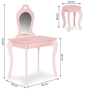 fisher price zirafa: Veliki drveni sto za šminkanje za devojčice sa ogledalom, Pink – — 7