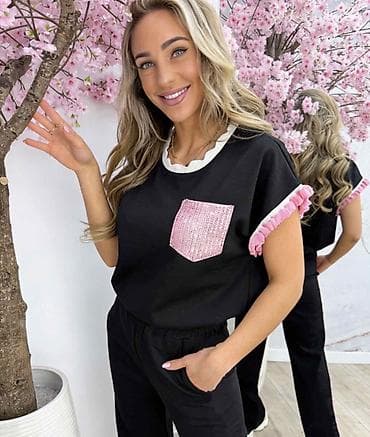 h m bundice: 💫Top komplet trenerke – majica kratkih rukava i donji deo sa lastišem — 4