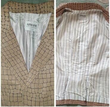 Sakoi: ARMANI collezioni ORIGINAL sako. Kozna jakna - blejzer. Bež boje — 4