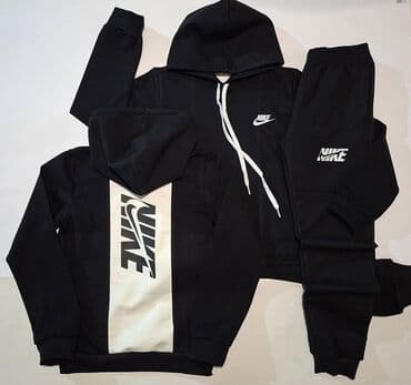 Trousers: Set, Nike, color - Black, Cotton — 1
