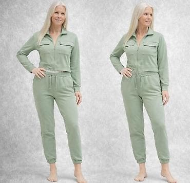 Ženski komplet trenerke – dvodelni, pastelno zelene boje - Gornji