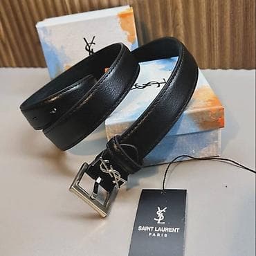 replay torba crna: Kožni kaiš Saint Laurent Paris – YSL monogram - Model: klasični kožni — 7