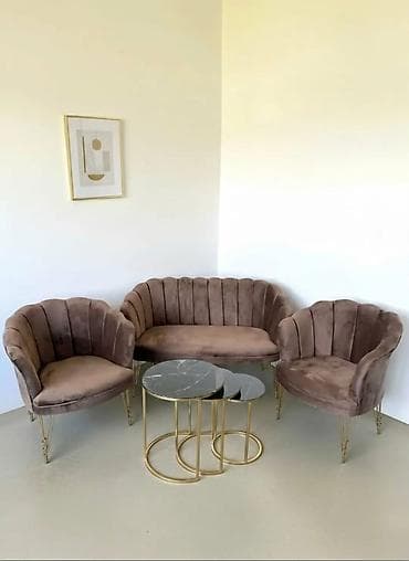 ormari sa ogledalima: Set klub garnitura – elegantan “shell” dizajn sa baršunastom — 8