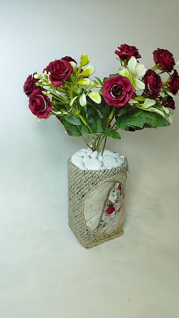 eksimor prekrivaci cena: Dekorativna aranžman vaza sa veštačkim cvećem - Kompozicija burgundi — 8