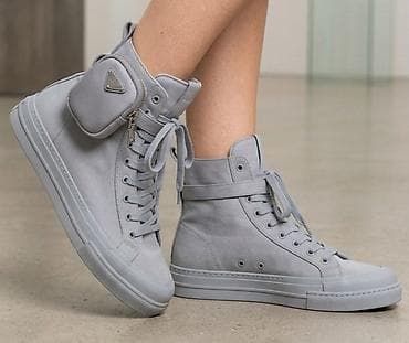 massimo dutti muske cipele: Visoke patike u sivoj boji sa bočnom mini torbicom - Model: uniseks — 1