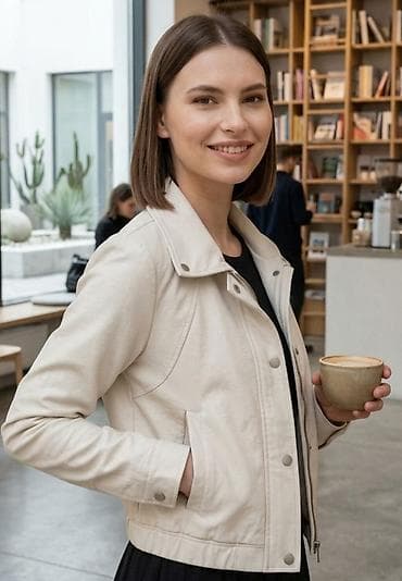 beli luk cena 2022: Ženska kratka jakna –bela - Materijal: mekani tkaninski trup sa — 1