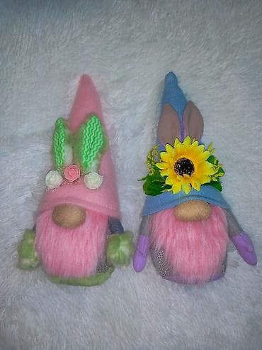 polica dubina 20 cm: Ručno pravljeni ukrasni patuljci sa zečijim ušima – prolećni/uskršnji — 6