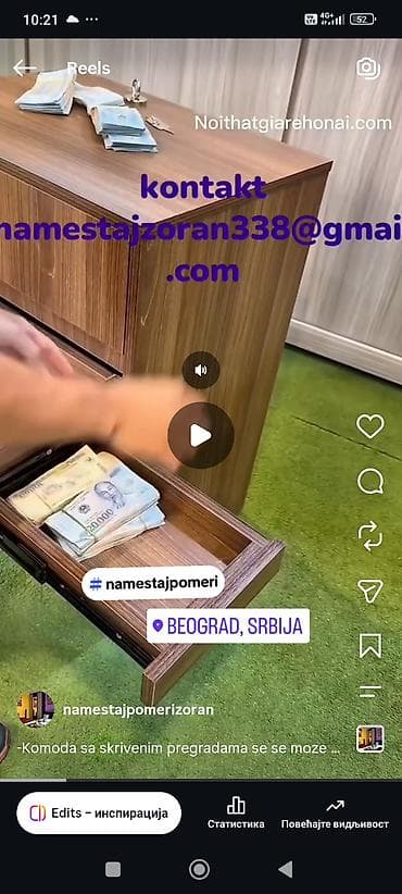 jysk ormari akcija: -Komoda  sa skrivenim pregradama se se moze izraditi od materijala kao — 4