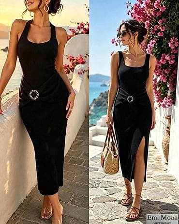 satovi i nakit: Ribana midi haljina Emi Moda – Made in Italy - Elegantna, pripijena — 3