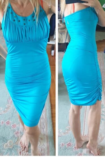 h: M (EU 38), color - Blue, Cocktail, With the straps — 1