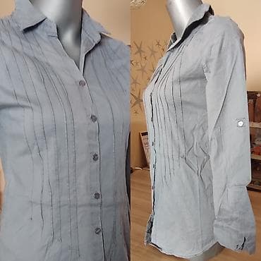 nike air force sive: Siva ženska košulja sa dugmićima i kragnom. Vertikalni ukrasni štepovi — 2