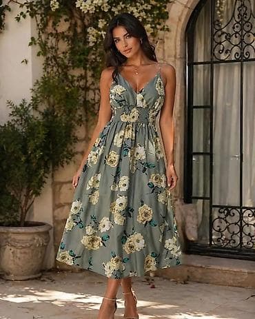 haljine od viskoze: Letnja midi haljina sa cvetnim printom - Kroj: midi dužina, A-linija — 5